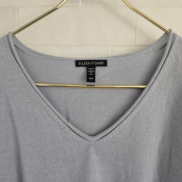 Eileen Fisher Light Gray V-Neck Sweater - Picture 5 of 6